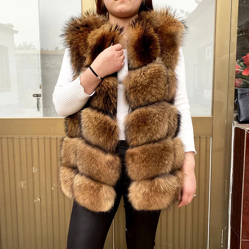 Gilet in vera pelliccia di volpe di alta qualità da donna, 100% vera pelliccia naturale, giacca in vera pelliccia alla moda 2019, cappotto in vera pelle