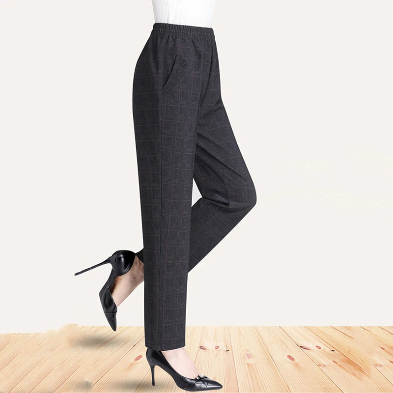 Plus Size Mother's Straight Trousers Loose High Elastic Elastic Pants Middle-aged Women Autumn Winter Pants Female Trousers