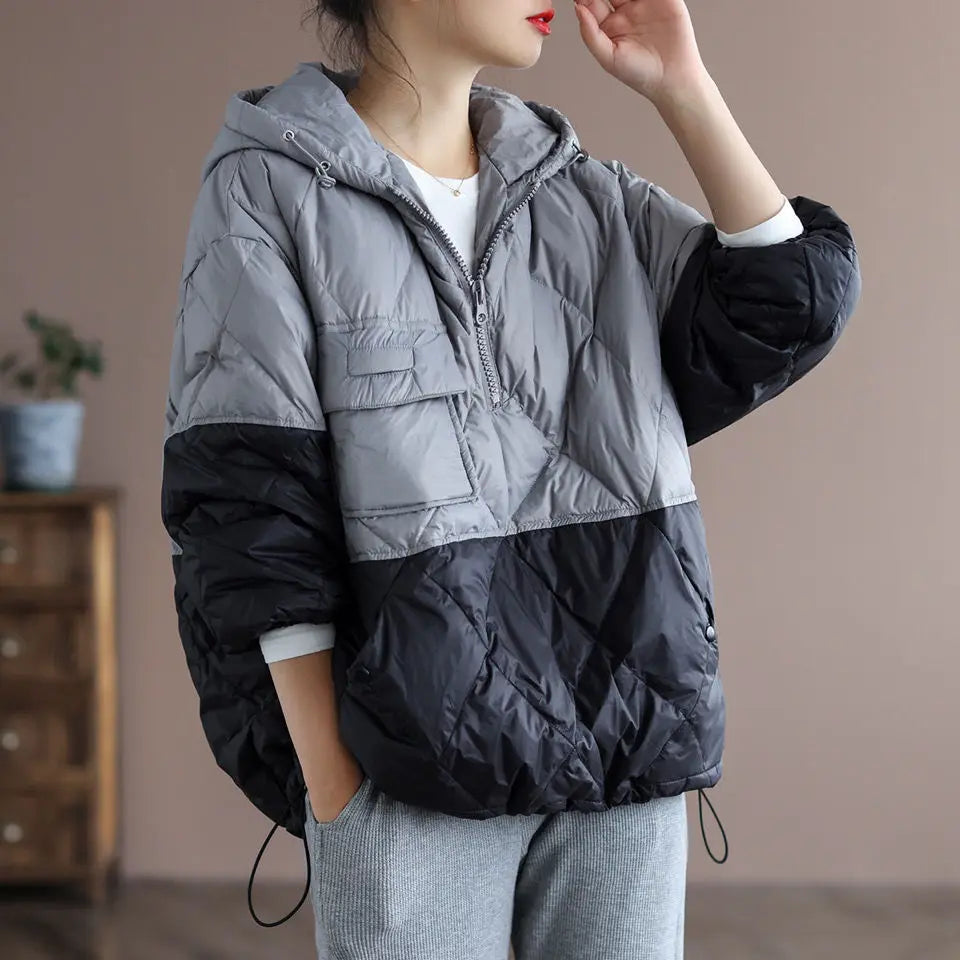 2021 Women's Autumn and Winter New Lightweight Jacket Casual Loose Hooded Pullover Warm Puffer Jacket Women's Clothing   J15478