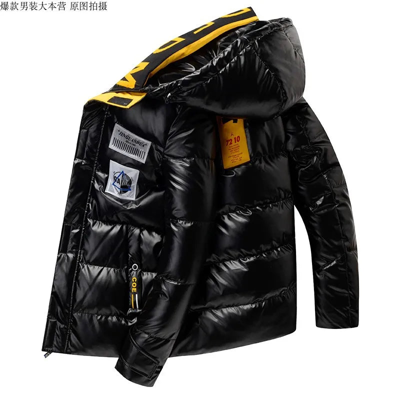 Men Parka Cotton Padded Winter Jacket Coat Mens Warm Jackets Male Printed Stand Collar Zipper Coats Teenagers Down Parkas