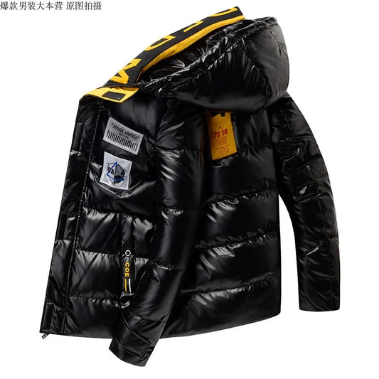 Men Parka Cotton Padded Winter Jacket Coat Mens Warm Jackets Male Printed Stand Collar Zipper Coats Teenagers Down Parkas