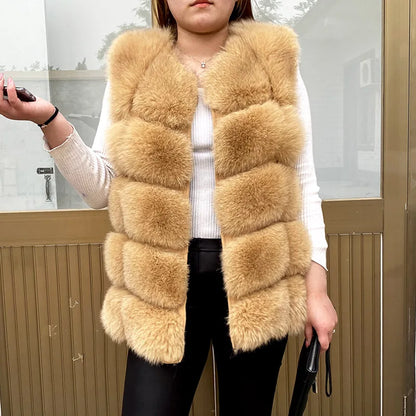 Gilet in vera pelliccia di volpe di alta qualità da donna, 100% vera pelliccia naturale, giacca in vera pelliccia alla moda 2019, cappotto in vera pelle