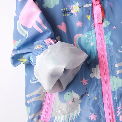 Giacca primaverile per bambine, cappotti con cappuccio, motivo unicorno arcobaleno, abbigliamento per bambine, capospalla, giacca a vento per bambini, giacche autunnali per bambine.