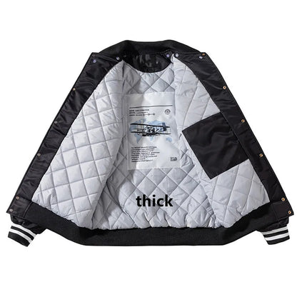 Giacca invernale vintage uomo donna, giacca da baseball hip hop, ricamo con lettere, streetwear, cappotto con cappuccio, abbigliamento casual alla moda per coppie.