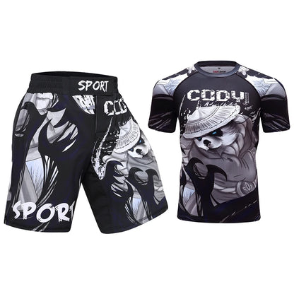 Completo sportivo da uomo Cody Lundin con stampa 3D, ideale per MMA, Jiu-jitsu, kickboxing, allenamento fitness e abbigliamento sportivo.
