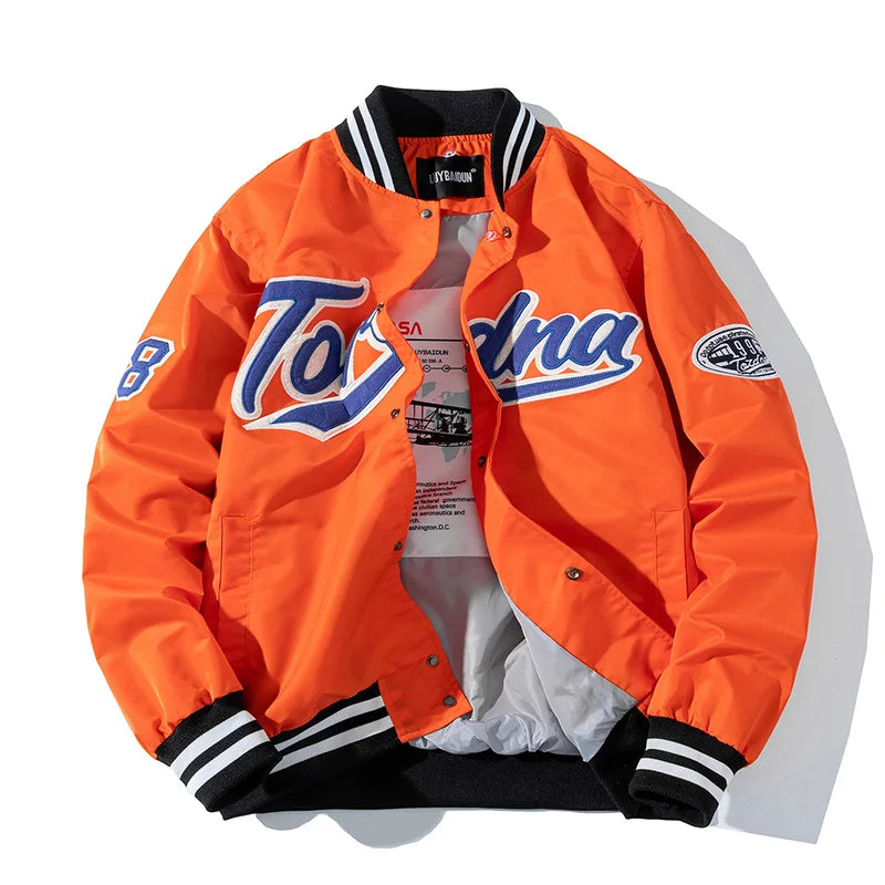 Giacca invernale vintage uomo donna, giacca da baseball hip hop, ricamo con lettere, streetwear, cappotto con cappuccio, abbigliamento casual alla moda per coppie.