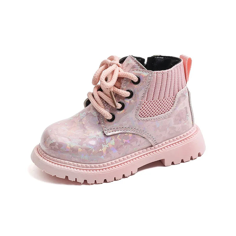 Stivali invernali corti da bambina, stile britannico, suola morbida, leggeri, alla caviglia, unisex, taglie 21-30.