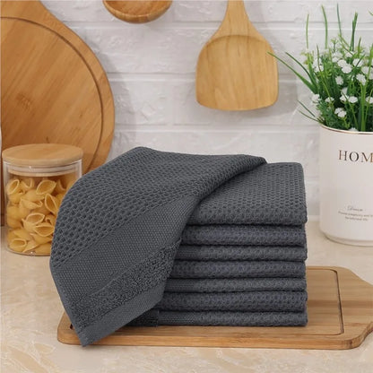 Homaxy Kitchen Cotton Towels Honeycomb Breathable 100% Cotton Dish Cloths Reusable Absorbent Household Washable Cleaning Cloths