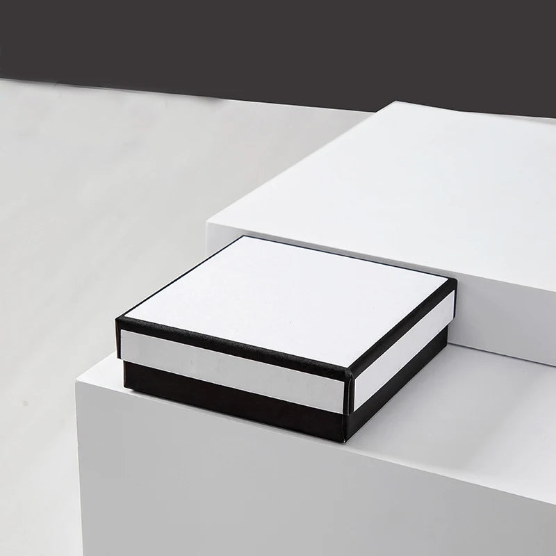 Semplice portagioie per orecchini, anelli, bracciali e collane, in carta grigia e nera, espositore per gioielli, scatola organizer per gioielli.