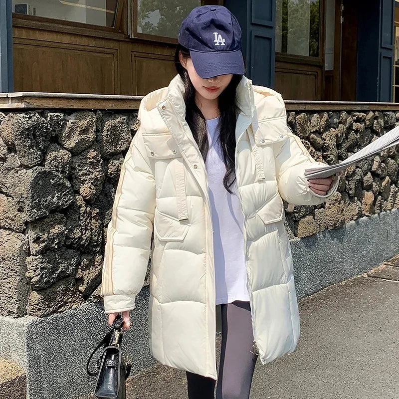 Down Cotton Jacket 2024 New Korean Version Loose Student Ladies Winter Parka Coat Elegant Temperament Cotton Padded Lady Coat