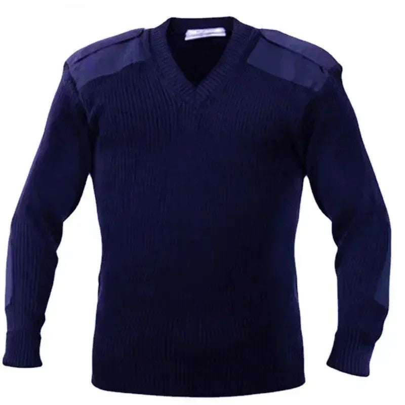 NUOVO Maglione da uomo M-3XL in jersey lavorato a maglia, pullover invernale in lana con toppe, verde vintage/blu, scollo a O/V, maglieria, abbigliamento freddo, jersey da uomo