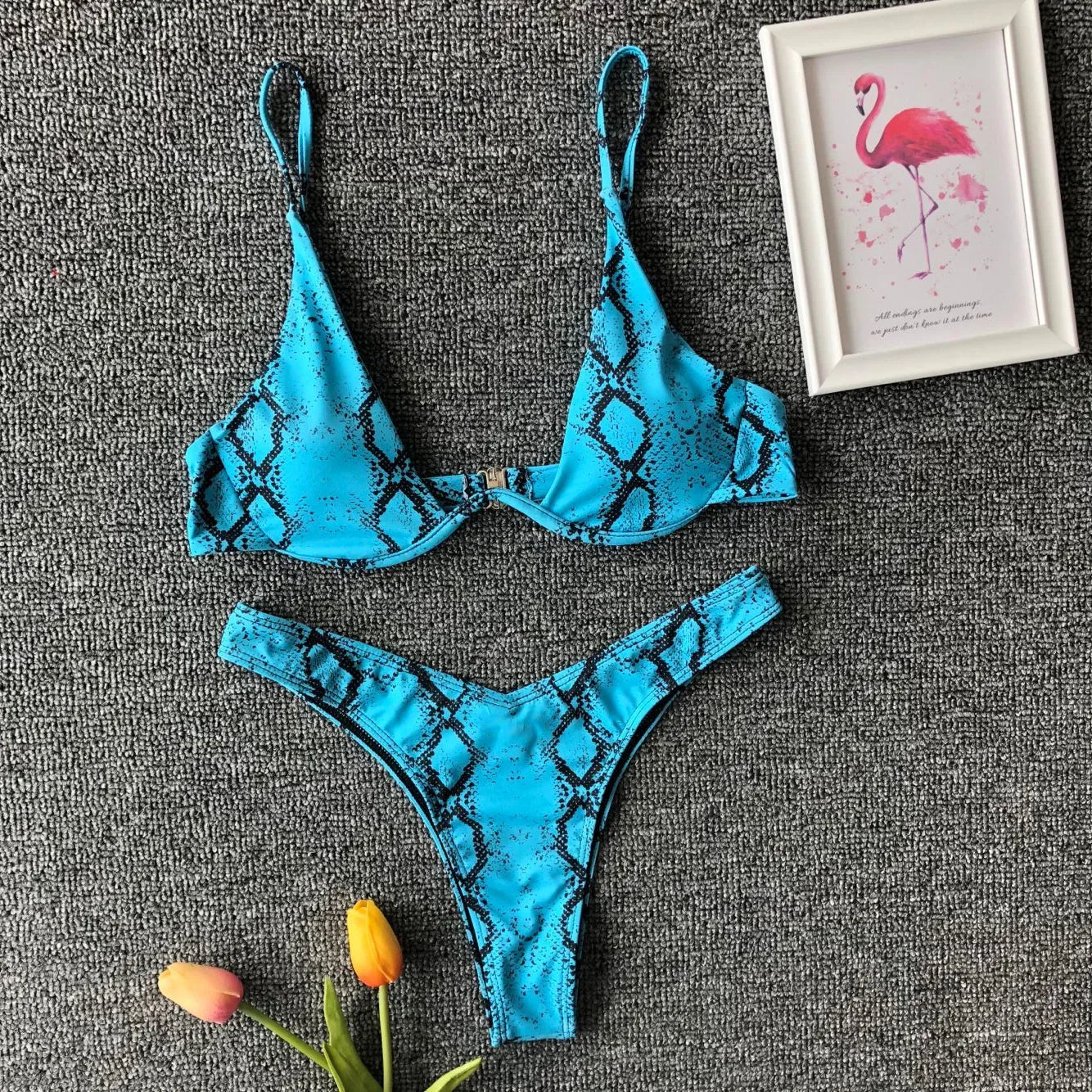Micro Bikini 2024 Swimwear Women Sexy Yellow Leopard Snakeskin Print Underwire Swimsuit Beach Bathing Suit String Thong Bikini