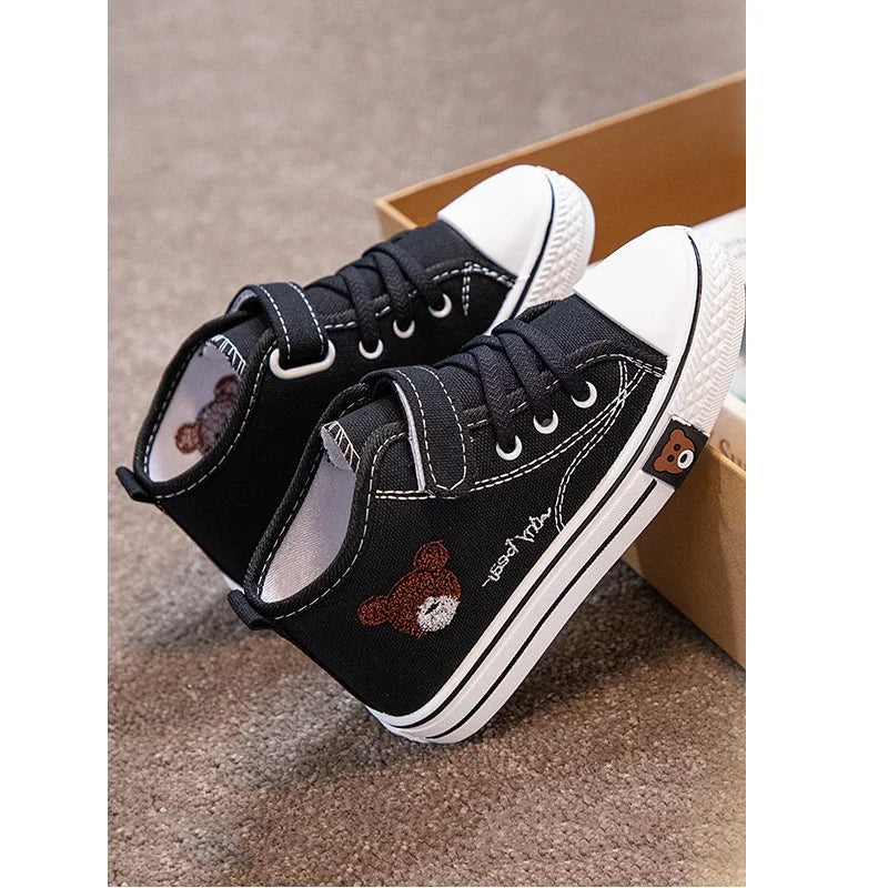 Scarpe da ginnastica alte in tela per bambini e bambine, scarpe casual traspiranti per bambini e bambine, scarpe con suola morbida per studenti e bambini.