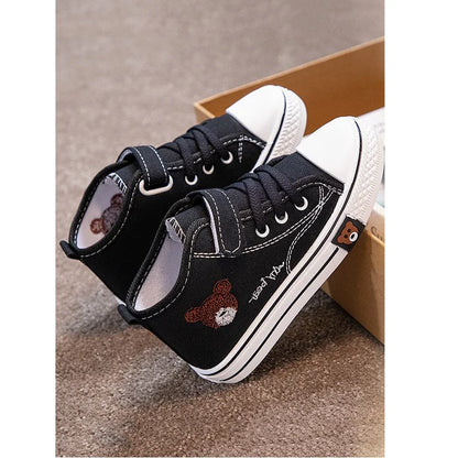 Scarpe da ginnastica alte in tela per bambini e bambine, scarpe casual traspiranti per bambini e bambine, scarpe con suola morbida per studenti e bambini.