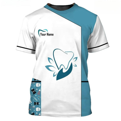 Maglietta girocollo a maniche corte con stampa 3D divertente da dentista, ideale per cosplay hip hop e streetwear.