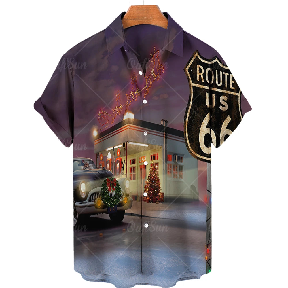 Maglietta da uomo Route 66 Biker 3D per ragazze motocicliste Maglietta Route 66 per uomo Maglietta oversize a maniche corte americana da uomo Maglietta da viaggio