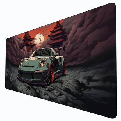 Ukiyo-e style sports cars and fantastical landscape large Mouse Pad Desk Mat pc accessories Gaming pad office rug Mouse carpet