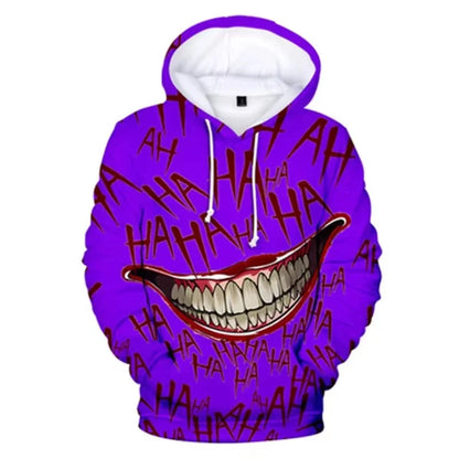 Felpa con cappuccio Haha joker con stampa 3D, uomo/donna, stile hip hop, divertente, autunnale, streetwear, sottile, oversize, per coppie.
