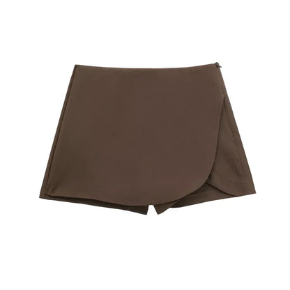 Black Mini Skirt Shorts Woman Fashion Asymmetric Skort For Women High Waist Short Skirts Woman Summer Casual Shorts