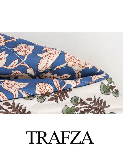 Giacca vintage da donna in cotone con stampa patchwork 2024, trapuntata, a maniche lunghe, ampia, corta, calda, autunno/inverno, capospalla femminile