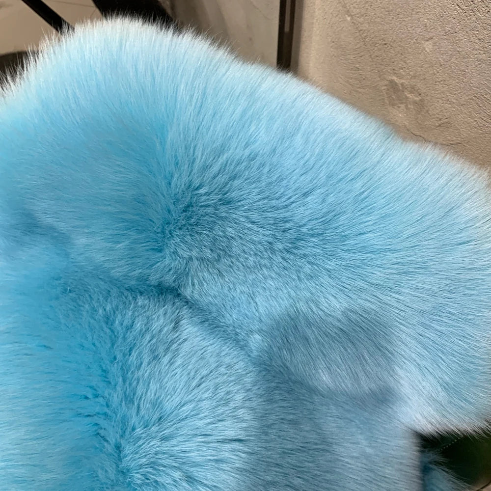 # Golden Fox Fur Jacket Lady Real Fox Fur Coat Short Female Long Sleeve Natural Fur Cloth with Collar