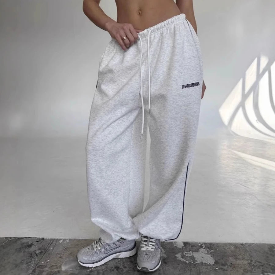 Casual sports pants Y2K American pink retro hip-hop women's fashion loose slow-leg running pants high-waisted wide-leg pants