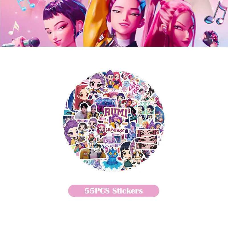 Kpop Demon Hunter Birthday Decoration Set Kpop Girl Cup Pate Happy Balloon Happy Banner Gift Bags Supplies for Kids Party Favors