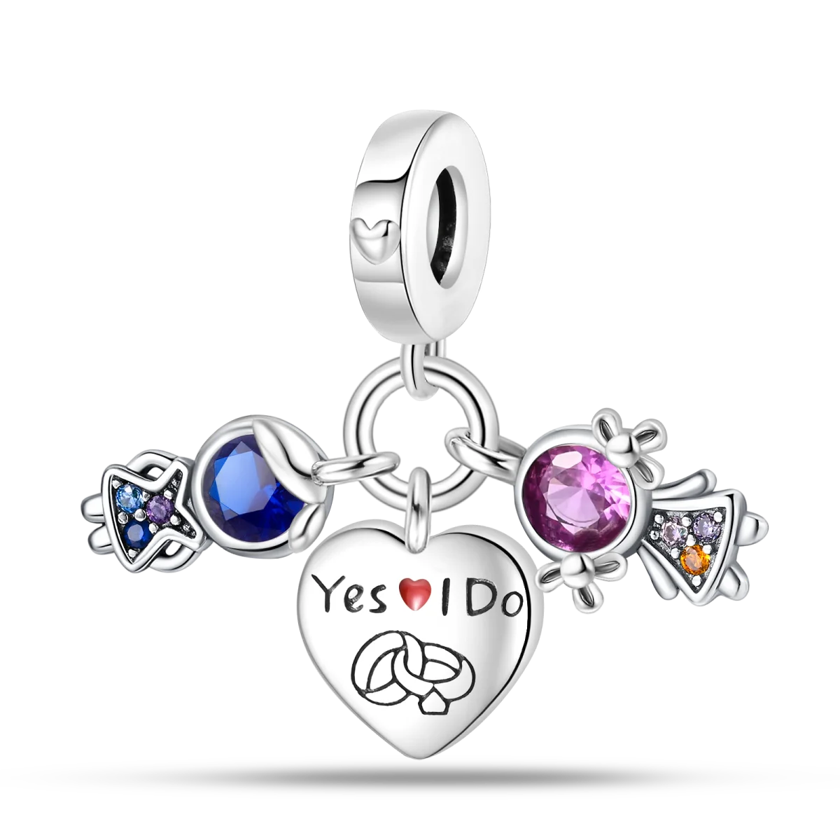 Anello romantico in argento sterling 925 con rosa, ideale per coppie, perfetto come proposta di matrimonio o per San Valentino. Ciondoli e perline adatti a collane e bracciali, perfetti per creare gioielli fai da te e regali.
