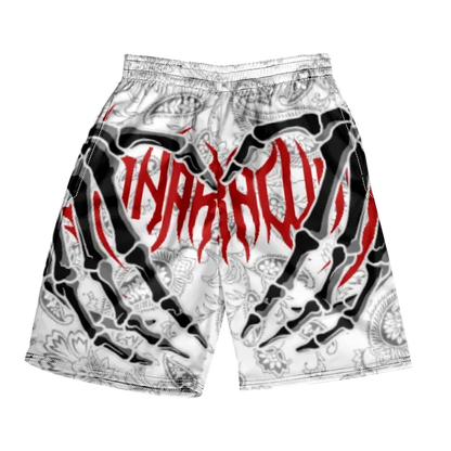 Pantaloncini da spiaggia classici estivi 2024 con teschio, nuovi modelli alla moda con stampa di mano scheletrica, pantaloncini da palestra per uomo e donna, ad asciugatura rapida, pantaloncini da ghiaccio.