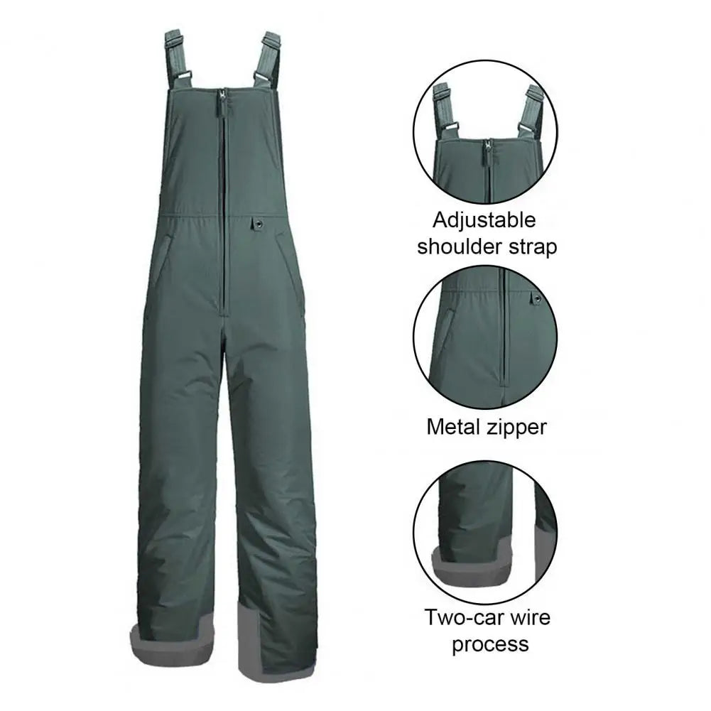 Insulated Ski Pants Unisex Jumpsuit Waterproof Ski Bib Overalls with Zip-up Front Closure Windproof Winter Snowboarding Pants