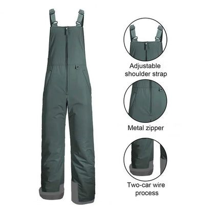 Insulated Ski Pants Unisex Jumpsuit Waterproof Ski Bib Overalls with Zip-up Front Closure Windproof Winter Snowboarding Pants