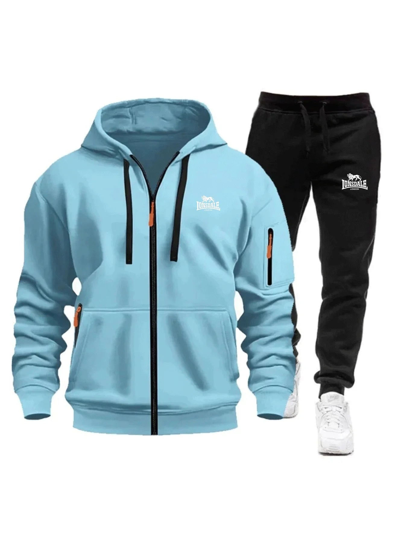 2026 New Brand Men's Winter American-Style Heavy Fleece Zip-Up Hoodie Warm Casual Sports Loose Workwear Trendy Set