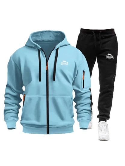 2026 New Brand Men's Winter American-Style Heavy Fleece Zip-Up Hoodie Warm Casual Sports Loose Workwear Trendy Set