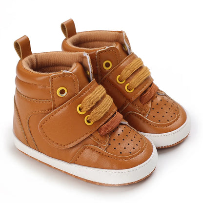 Nuove scarpe marroni per battesimo, scarpe da passeggio per bambini, suola morbida, scarpe da ginnastica per neonati, compleanno, bambini e ragazzi.