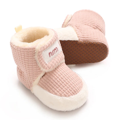 Scarpine invernali per neonati 0-1 anno, modello Color Blocking, stivali alla moda per bambini e bambine, in cotone, con suola morbida antiscivolo, calde, primi passi per neonati e bambini piccoli.