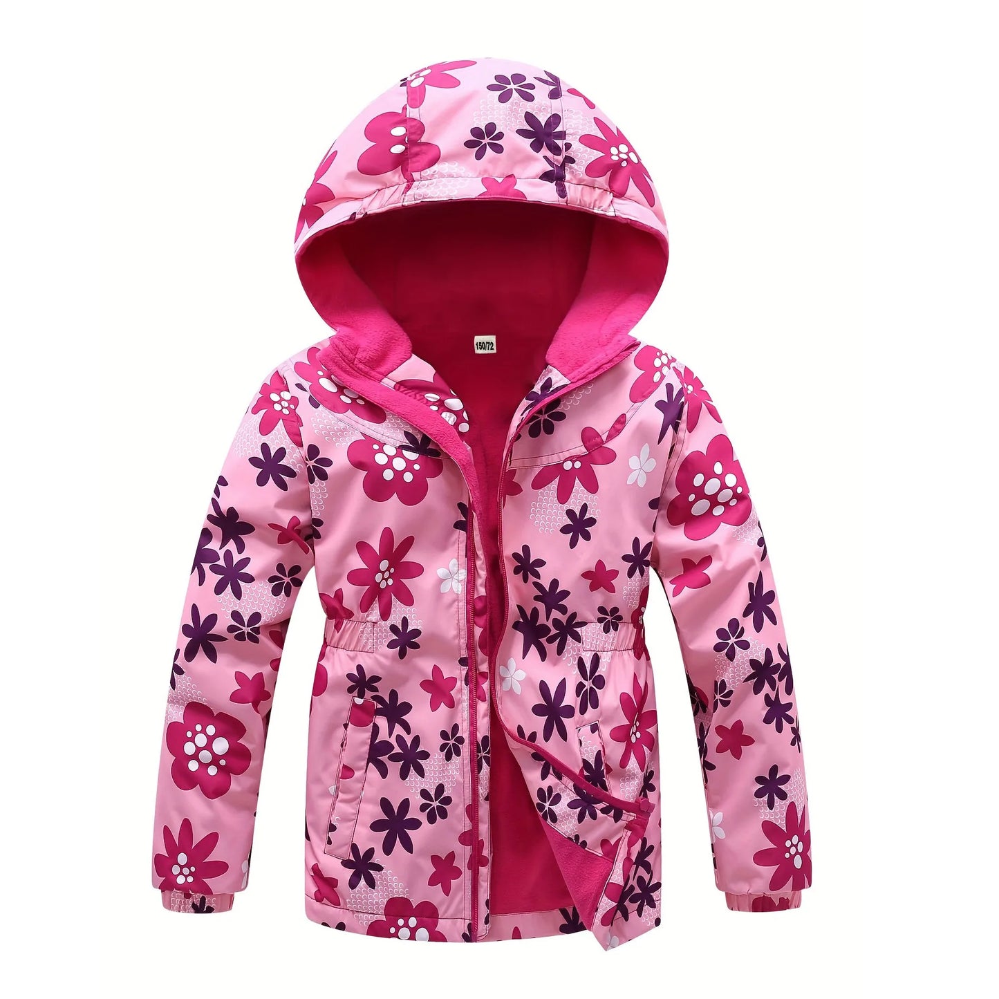 Giacca da bambina primaverile, abbigliamento in pile con fiori, cappotto da bambina, giacca a vento, capospalla per bambini in pile polare antivento 3-12T