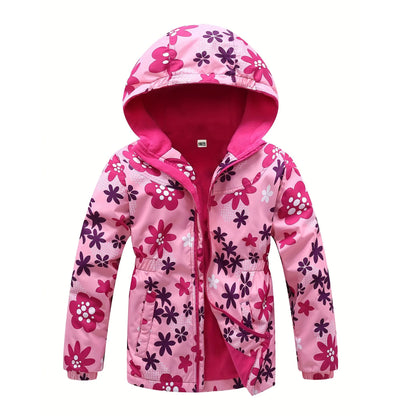 Giacca da bambina primaverile, abbigliamento in pile con fiori, cappotto da bambina, giacca a vento, capospalla per bambini in pile polare antivento 3-12T