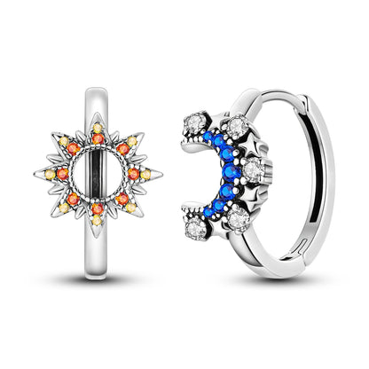 Orecchini a cerchio originali in argento 925 con stella, luna, trifoglio e farfalla con zirconi, perfetti per la creazione di gioielli e come regali di nozze per donne e ragazze.