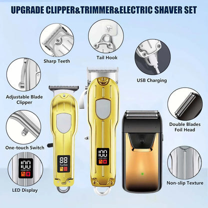 3 in 1 Hair Clippers for Men Beard Trimmer Kits Sets Electric Shavers Hair Clippers Trimmer T-Blade for Barber Home for Gifts