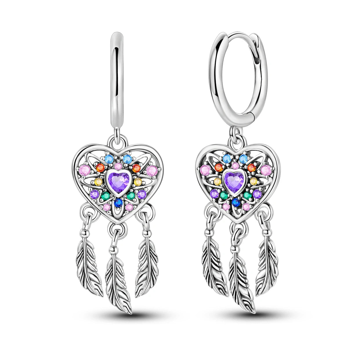 Orecchini a cerchio originali in argento 925 con stella, luna, trifoglio e farfalla con zirconi, perfetti per la creazione di gioielli e come regali di nozze per donne e ragazze.