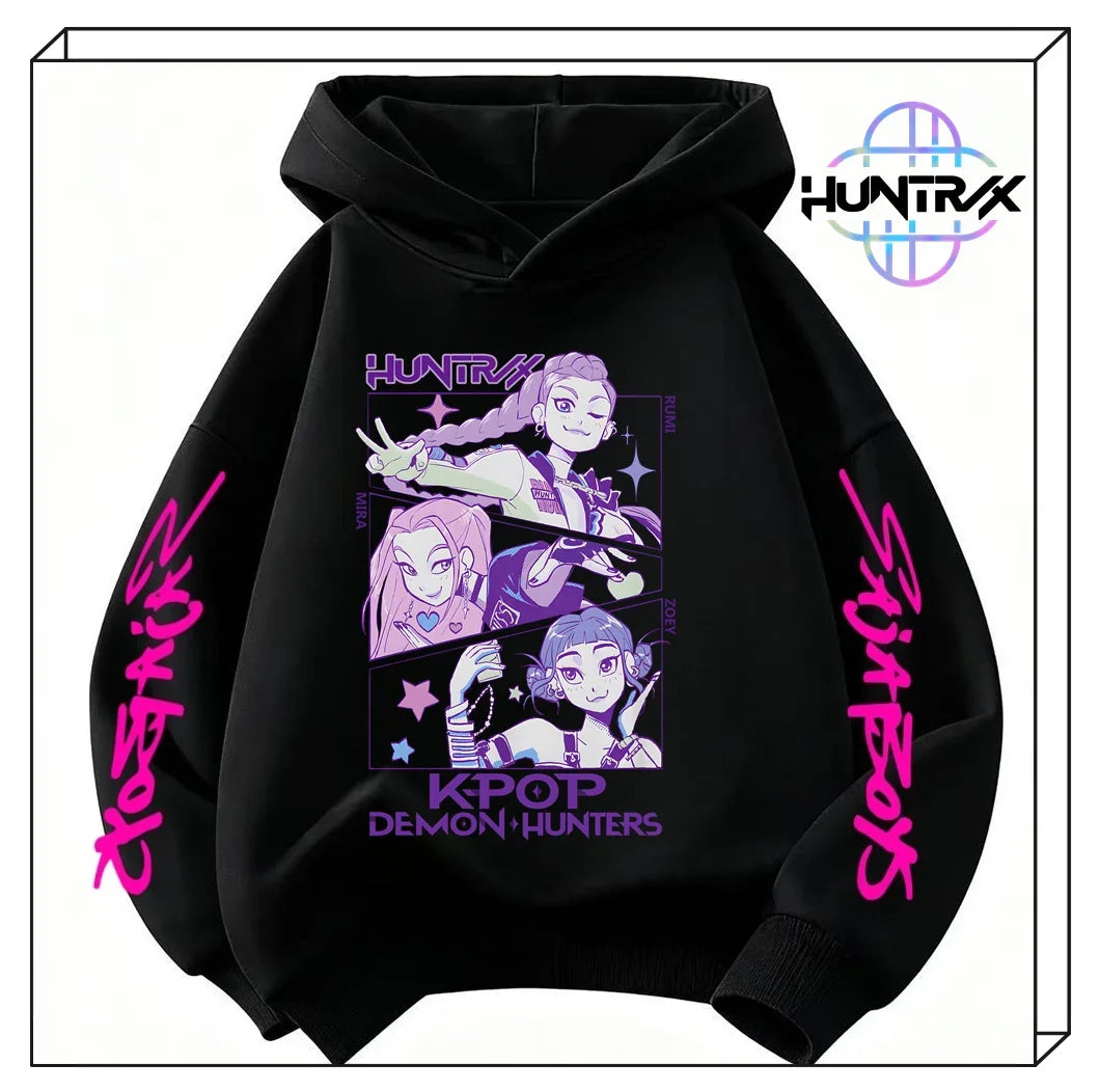Felpa con cappuccio KPop Demon Hunters per bambini dai 3 ai 14 anni, con grafica Derpy, calda felpa autunnale