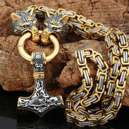 Ciondolo a forma di testa di lupo in acciaio inossidabile, collana da uomo nordica celtica con lupo, accessori runici vichinghi scandinavi, gioielli amuleto norreno