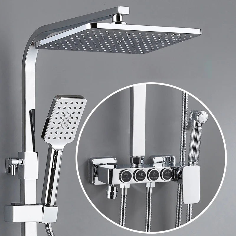 Piano Digital Display Thermostatic Bathroom Shower Set Hot Cold Brass Bathroom Faucets Accessories Digital Piano Shower System