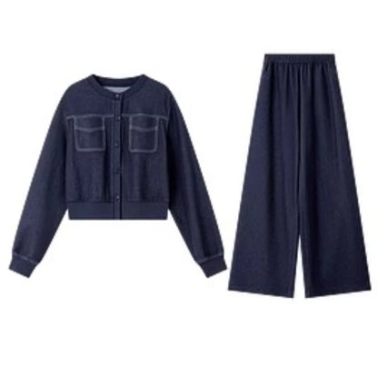 VIMLY Two Piece Women's Spring Pant Sets 2025 Casual Outfits Short Jacket Wide-leg Pants New in Matching Set Female Clothing 387