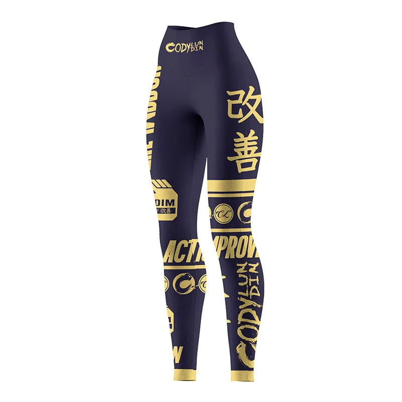 Cody Lundin Custom logo Full Compression Printed Sports Gym Pants Women's  Breathable Quick Dry MMA Grappling Jiu jitsu leggings