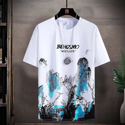 Completo estivo 2025 da uomo, sottile e casual, con stampa manga graffiti, composto da maglietta e pantaloncini. Set di t-shirt da uomo comode e traspiranti con stampa di alta qualità.