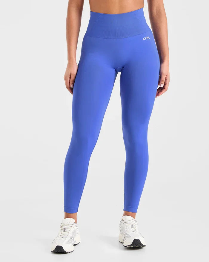 Leggings alla moda da donna, senza cuciture, per yoga, palestra, pantaloni sportivi, con fascia a coste basse, elasticizzati, aderenti