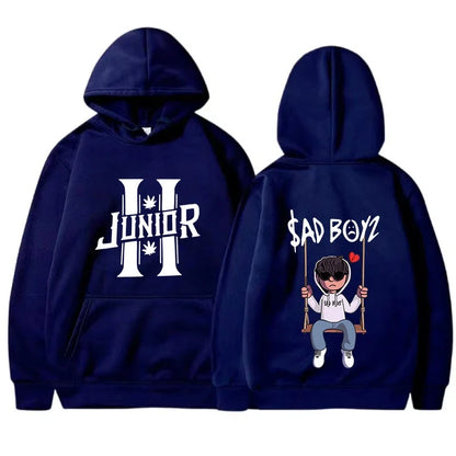 Felpa con cappuccio da uomo primavera 2024 Junior H Sad Boys Harajuku Girls Hip Hop Pullover Elegante Regalo musicale Casual Ampia Comoda Felpa