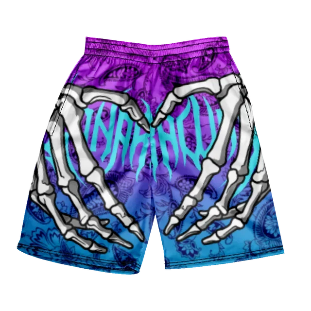 Pantaloncini da spiaggia classici estivi 2024 con teschio, nuovi modelli alla moda con stampa di mano scheletrica, pantaloncini da palestra per uomo e donna, ad asciugatura rapida, pantaloncini da ghiaccio.
