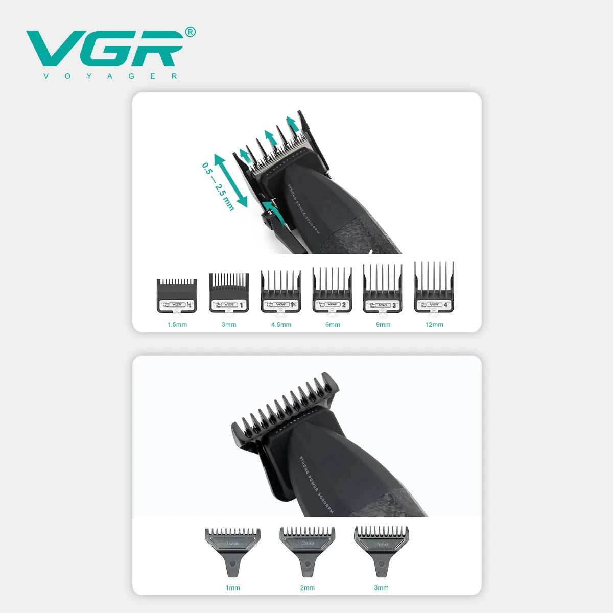 VGR Hair Trimmer Professional 9000 RPM Hair Clipper Cordless Hair Cutting Machine Rechargeable Metal Trimmer for Men V-640 S3
